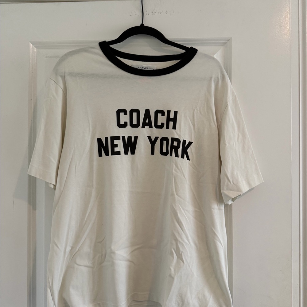 Coach Men's White and Black Short Sleeve Tee